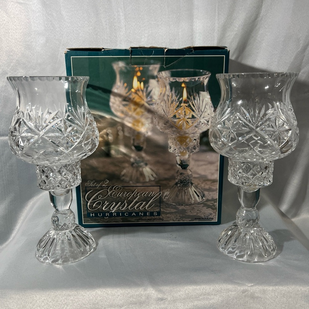 Elegant Crystal hurricane Candle Holders vintage - Picture 12 of 16